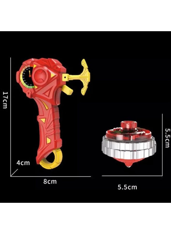 FAYET 2PCS Light-Up Battle Spinning Tops Set for Kids, Metal Burst Battling Gyros with Launchers, Alloy Combat Bey-Style Tops for Boys, Two-Player Battle Toy Gift (Red and Blue) - Image 2